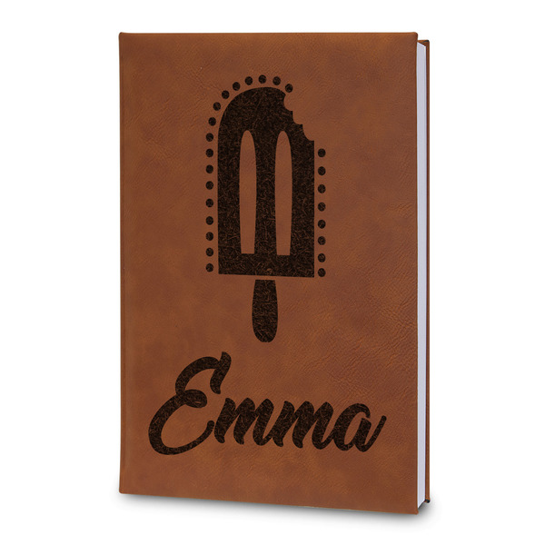 Custom Popsicles and Polka Dots Leatherette Journal - Large - Double Sided (Personalized)