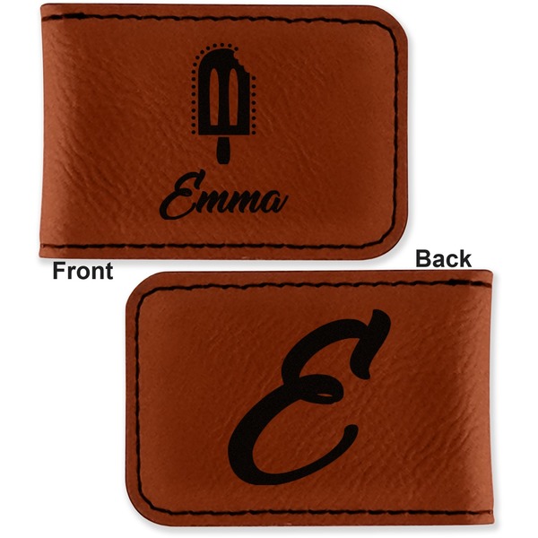 Popsicles and Polka Dots Leatherette Magnetic Money Clip - Front and Back