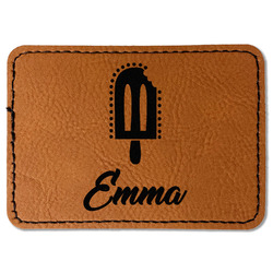 Popsicles and Polka Dots Faux Leather Iron On Patch - Rectangle (Personalized)
