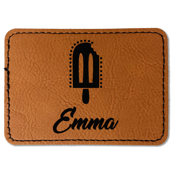 Custom Popsicles and Polka Dots Faux Leather Iron On Patch - Rectangle (Personalized)