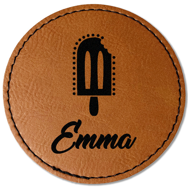Custom Popsicles and Polka Dots Faux Leather Iron On Patch - Round (Personalized)