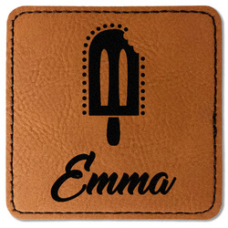 Popsicles and Polka Dots Faux Leather Iron On Patch - Square (Personalized)