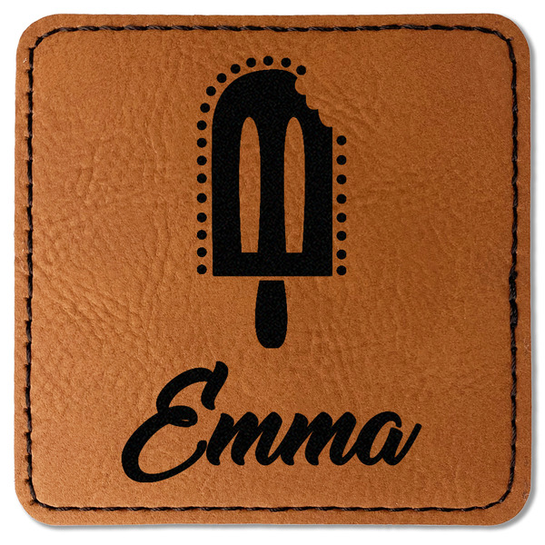 Custom Popsicles and Polka Dots Faux Leather Iron On Patch - Square (Personalized)