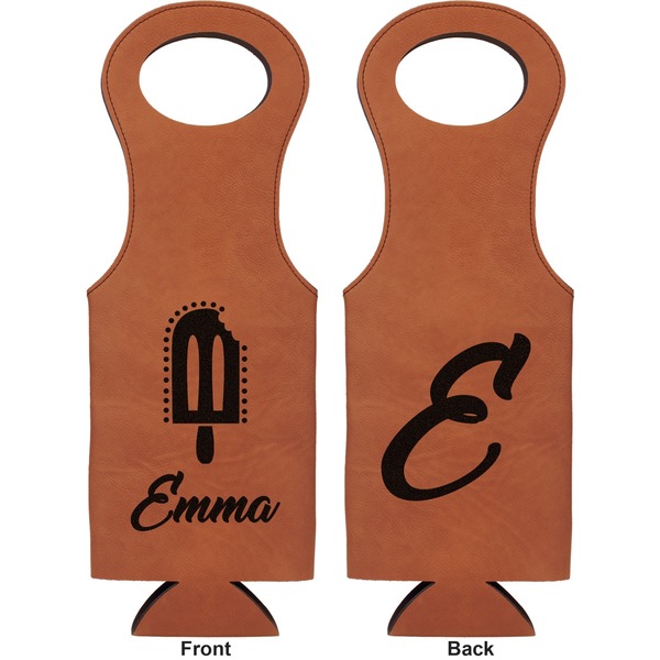 Popsicles and Polka Dots Leatherette Wine Tote Double Sided - Front and Back