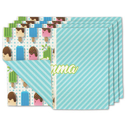 Popsicles and Polka Dots Double-Sided Linen Placemat - Set of 4 w/ Name or Text