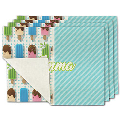 Popsicles and Polka Dots Single-Sided Linen Placemat - Set of 4 w/ Name or Text