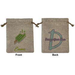 Popsicles and Polka Dots Medium Burlap Gift Bag - Front & Back (Personalized)