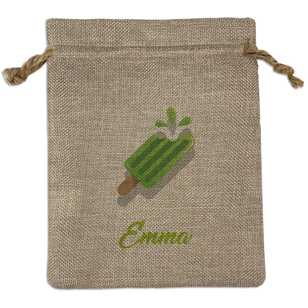 Custom Popsicles and Polka Dots Medium Burlap Gift Bag - Front (Personalized)