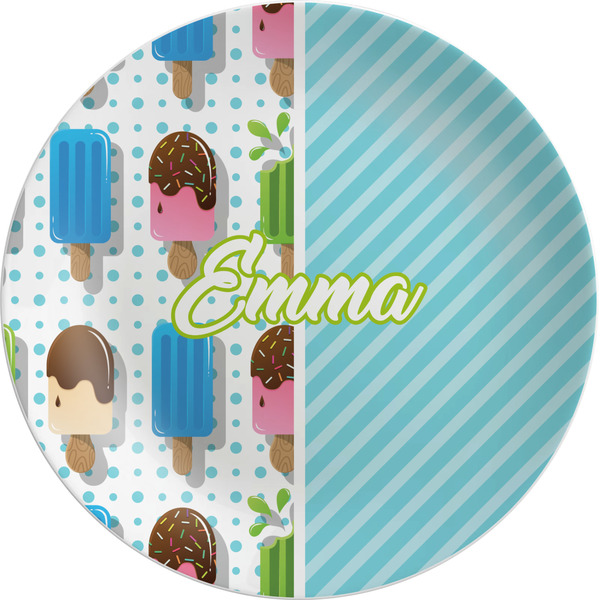 Custom Popsicles and Polka Dots Melamine Salad Plate - 8" (Personalized)