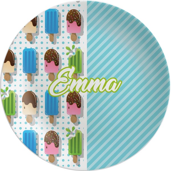 Custom Popsicles and Polka Dots Melamine Plate (Personalized)