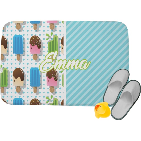 Custom Popsicles and Polka Dots Memory Foam Bath Mat (Personalized)