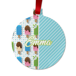 Popsicles and Polka Dots Metal Ball Ornament - Double Sided w/ Name or Text