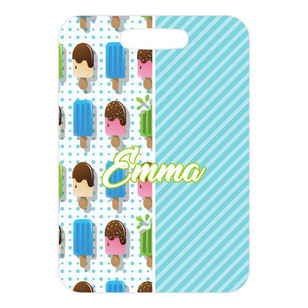 Popsicles and Polka Dots Metal Luggage Tag - Front Without Strap