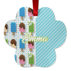 Popsicles and Polka Dots Metal Paw Ornament - Double Sided w/ Name or Text