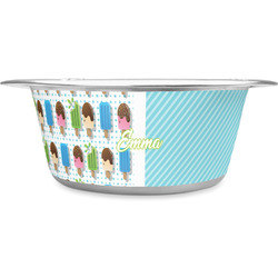 Popsicles and Polka Dots Stainless Steel Dog Bowl - Medium (Personalized)