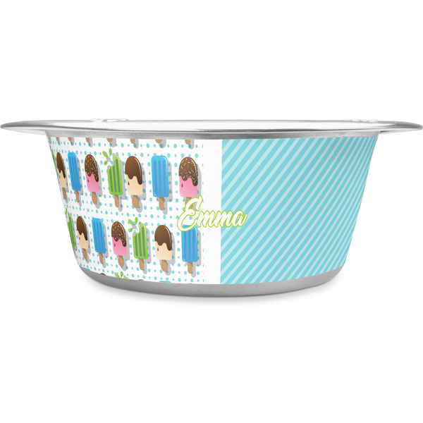 Custom Popsicles and Polka Dots Stainless Steel Dog Bowl - Large (Personalized)