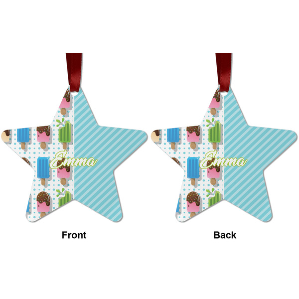Popsicles and Polka Dots Metal Star Ornament - Front and Back