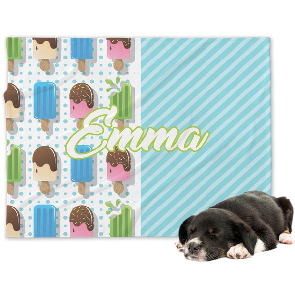 Custom Popsicles and Polka Dots Dog Blanket - Large (Personalized)