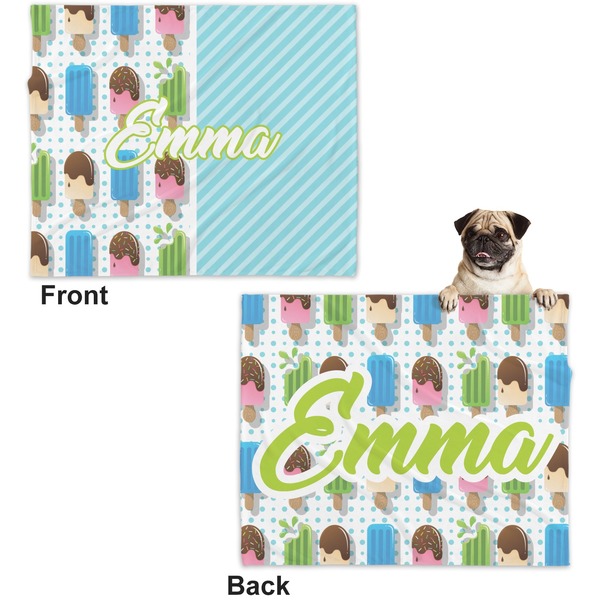 Popsicles and Polka Dots Microfleece Dog Blanket - Large- Front & Back
