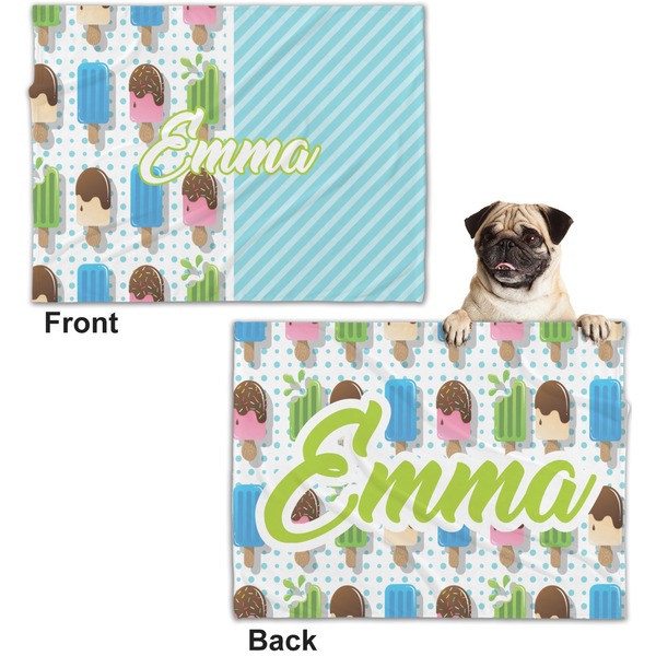 Popsicles and Polka Dots Microfleece Dog Blanket - Regular - Front & Back