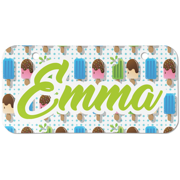 Custom Popsicles and Polka Dots Mini/Bicycle License Plate (2 Holes) (Personalized)