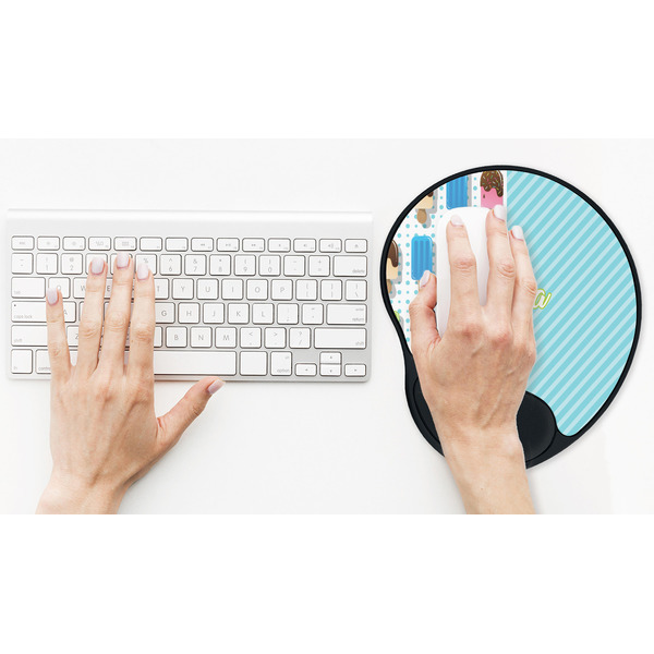 Popsicles and Polka Dots Mouse Pad with Wrist Rest - LIFESYTLE 2 (in use)