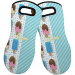 Popsicles and Polka Dots Neoprene Oven Mitts - Set of 2 w/ Name or Text