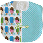 Popsicles and Polka Dots Velour Baby Bib w/ Name or Text