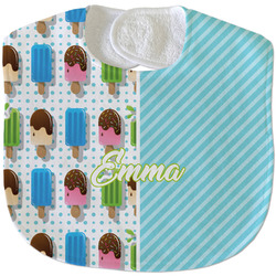 Popsicles and Polka Dots Velour Baby Bib w/ Name or Text