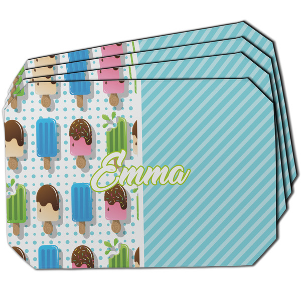 Custom Popsicles and Polka Dots Dining Table Mat - Octagon w/ Name or Text