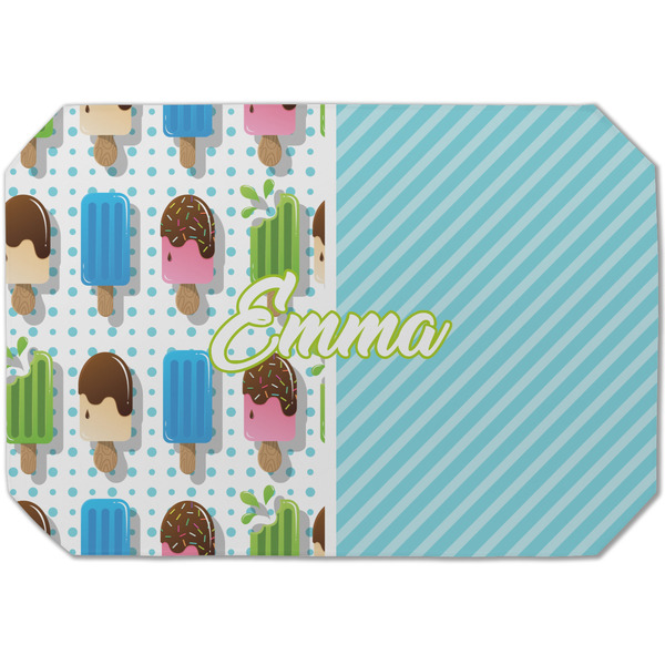 Custom Popsicles and Polka Dots Dining Table Mat - Octagon (Single-Sided) w/ Name or Text