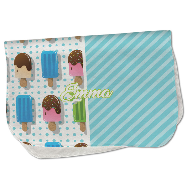 Custom Popsicles and Polka Dots Burp Cloth - Fleece w/ Name or Text