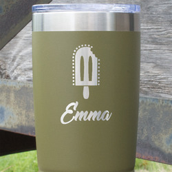 Popsicles and Polka Dots 20 oz Stainless Steel Tumbler - Olive - Single Sided (Personalized)