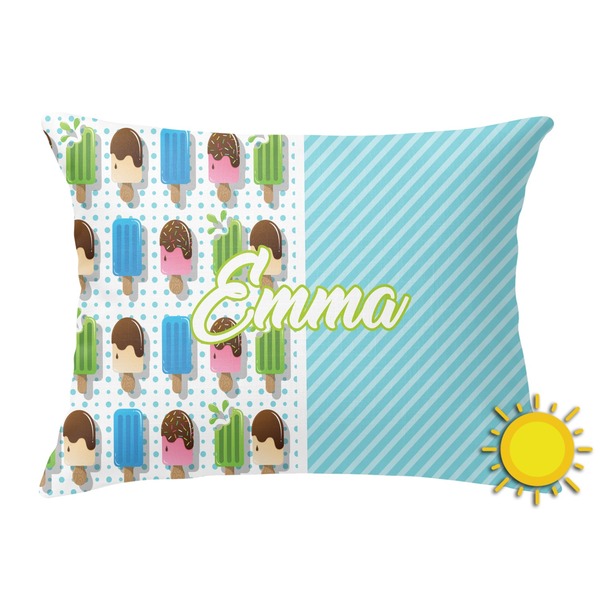 Custom Popsicles and Polka Dots Outdoor Throw Pillow (Rectangular) (Personalized)