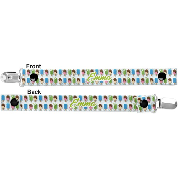 Popsicles and Polka Dots Pacifier Clip - Front and Back