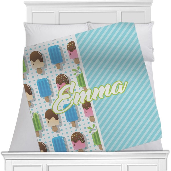 Custom Popsicles and Polka Dots Minky Blanket - Twin / Full - 80"x60" - Single Sided (Personalized)