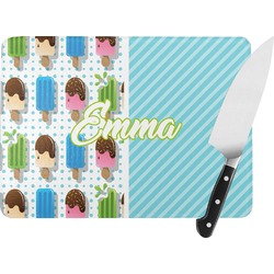 Popsicles and Polka Dots Rectangular Glass Cutting Board - Medium - 11"x8" (Personalized)