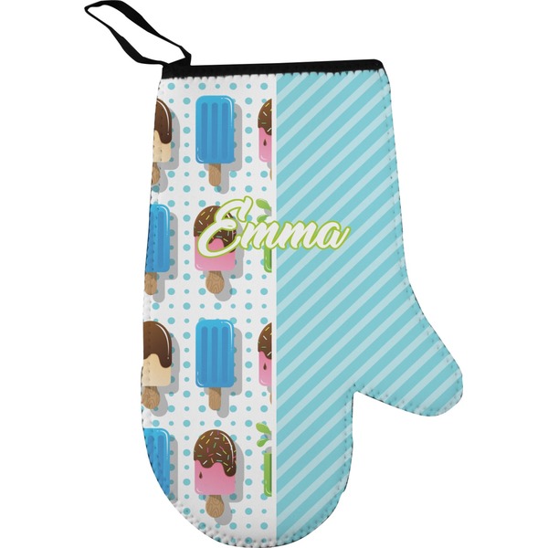 Custom Popsicles and Polka Dots Right Oven Mitt (Personalized)