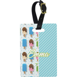 Popsicles and Polka Dots Plastic Luggage Tag - Rectangular w/ Name or Text