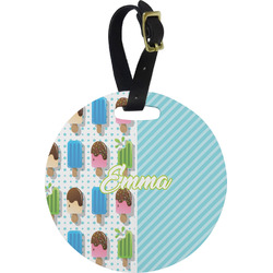 Popsicles and Polka Dots Plastic Luggage Tag - Round (Personalized)