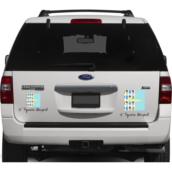 Popsicles and Polka Dots Personalized Square Car Magnets on Ford Explorer