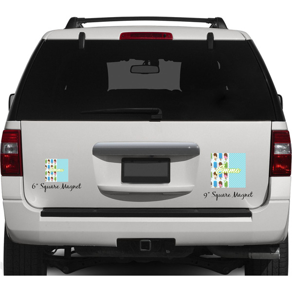 Popsicles and Polka Dots Personalized Square Car Magnets on Ford Explorer