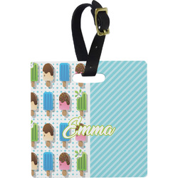 Popsicles and Polka Dots Plastic Luggage Tag - Square w/ Name or Text