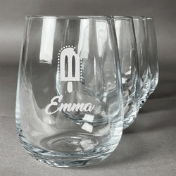 Popsicles and Polka Dots Stemless Wine Glasses (Set of 4) (Personalized)