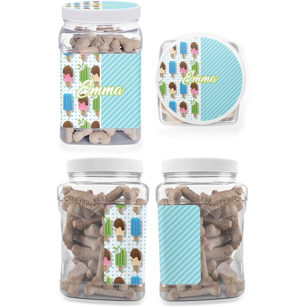 Popsicles and Polka Dots Pet Treat Jar - Multiple Angles