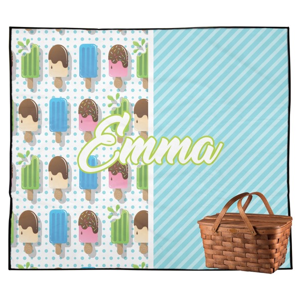 Custom Popsicles and Polka Dots Outdoor Picnic Blanket (Personalized)