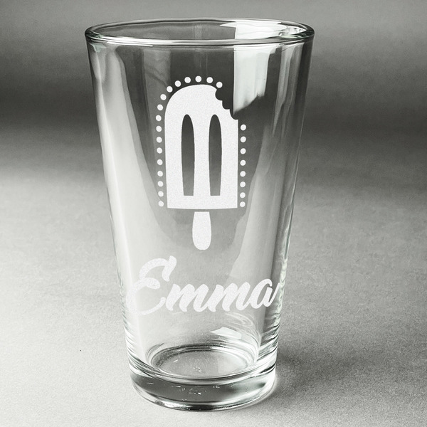 Custom Popsicles and Polka Dots Pint Glass - Engraved (Single) (Personalized)