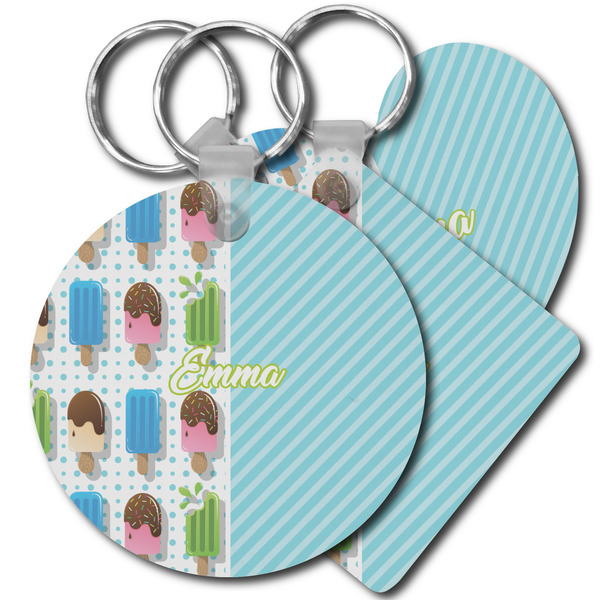 Custom Popsicles and Polka Dots Plastic Keychain (Personalized)