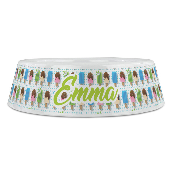 Popsicles and Polka Dots Plastic Pet Bowls - Large - FRONT