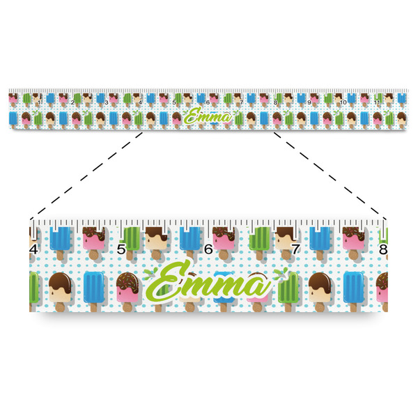 Custom Popsicles and Polka Dots Plastic Ruler - 12" (Personalized)